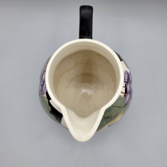 Laura Ashley Grapefields Ceramic Pitcher Hand Painted Checkered - Picture 5 of 9